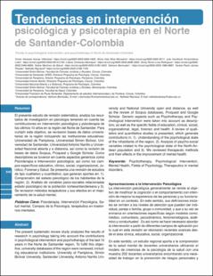 Portada Tendencias en intervención psicológica y psicoterapia en el Norte de Santander-Colombia