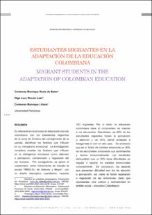 Portada Estudiantes migrantes en la adaptación de la educación Colombiana