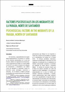 Portada Factores psicosociales en los migrantes de la parada, Norte de Santander