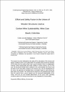 Portada Effort and safety factor in the unions of wooden structures used as carbon mine sustainability, mine case Baseli, Colombia