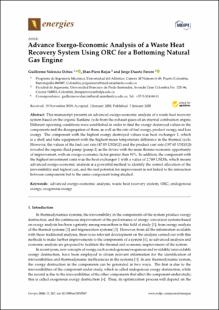 Portada Advance Exergo-Economic Analysis of a Waste Heat Recovery System Using ORC for a Bottoming Natural Gas Engine