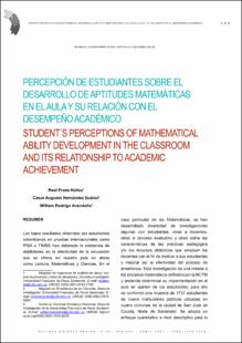 Portada Percepción de estudiantes sobre el desarrollo de aptitudes matemáticas en el aula y su relación con el desempeño académico