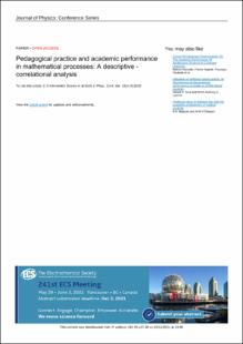 Portada Pedagogical practice and academic performance in mathematical processes: A descriptive - correlational analysis