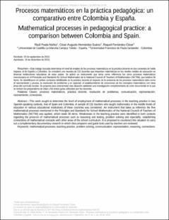 Portada Procesos matemáticos en la práctica pedagógica: un comparativo entre Colombia y España.