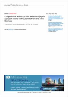 Portada Computational estimation from a statistical physics approach and its contributions to the Covid-19 in Colombia