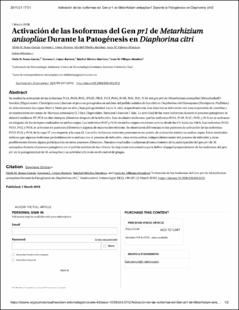 Portada Activación de las Isoformas del Gen pr1 de Metarhizium anisopliae Durante la Patogénesis en Diaphorina citri