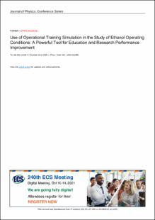Portada Use of Operational Training Simulation in the Study of Ethanol Operating Conditions: A Powerful Tool for Education and Research Performance Improvement