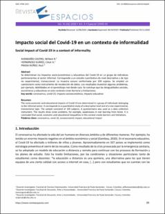 Portada Impacto social del Covid-19 en un contexto de informalidad