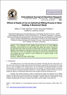 Portada Effects of depth of cut on cylindrical milling process in steel casting: A numerical study