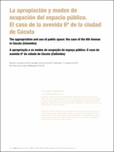 Portada La apropiación y modos de ocupación del espacio público. El caso de la avenida 6a de la ciudad de Cúcuta