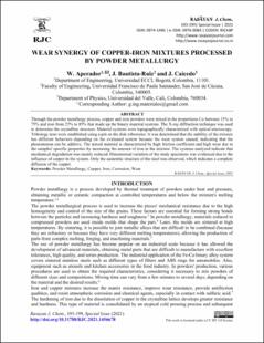 Portada Wear synergy of copper-iron mixtures processed by powder metallurgy