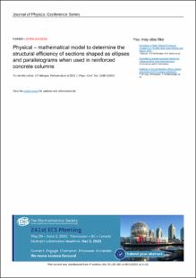 Portada Physical – mathematical model to determine the structural efficiency of sections shaped as ellipses and parallelograms when used in reinforced concrete columns