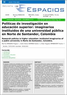 Portada Políticas de investigación en educación superior: imaginarios instituidos de una universidad pública en Norte de Santander, Colombia