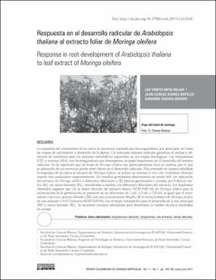 Portada Respuesta en el desarrollo radicular deArabidopsis thaliana al extracto foliar de Moringa oleifera