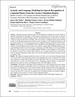 Portada Acoustic and language modeling for speech recognition of a Spanish dialect from the Cucuta Colombian region