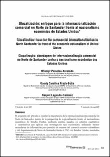 Portada Glocalización: enfoque para la internacionalización  comercial en Norte de Santander frente al nacionalismo económico de Estados Unidos