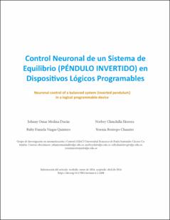 Portada Control neuronal de un sistema de equilibrio (péndulo invertido) en dispositivos lógicos programables