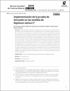 Portada Implementación de la prueba de tetrazolio en las semillas de Raphanus sativus L