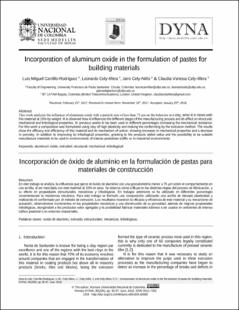 Portada Incorporation of aluminum oxide in the formulation of pastes for building materials