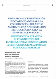 Portada Estrategia de intervención en comunidades para la conservación del medio ambiente: una aproximación metodológica para la investigación social