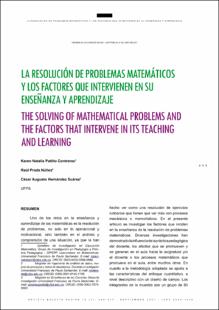 Portada La resolución de problemas matemáticos y los factores que intervienen en su enseñanza y aprendizaje