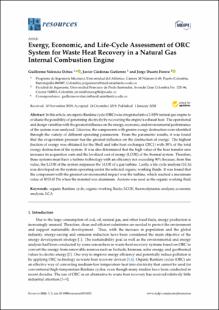 Portada Exergy, economic, and life-cycle assessment of orc system for waste heat recovery in a natural gas internal combustion engine