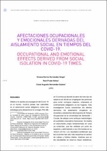 Portada Afectaciones ocupacionales y emocionales derivadas del aislamiento social en tiempos del Covid-19