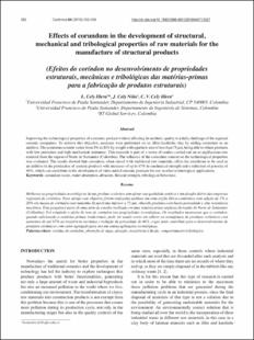 Portada Effects of corudum in the development of structural mechanical and tribological propietes of raw materials for the manufacture of structural products
