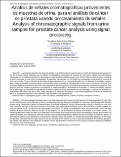 Portada Análisis de señales cromatografícas provenientes de muestras de orina, para el análisis de cáncer de próstata usando procesamiento de señales.