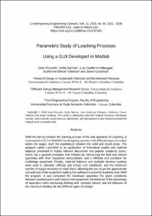Portada Parametric study of leaching processes using a GUI developed in Matlab