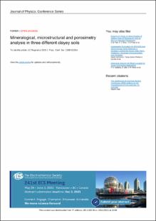 Portada Mineralogical, microstructural and porosimetry analysis in three different clayey soils