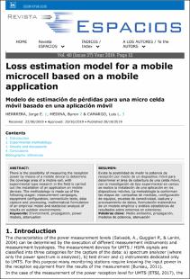 Portada Loss estimation model for a mobile microcell based on a mobile application