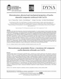 Portada Microstructure, physical and mechanical properties of kaolin - diatomite composite reinforced with CaCO3