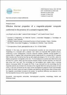 Portada Effective thermal properties of a magnetite-polyester composite conformed in the presence of a constant magnetic field