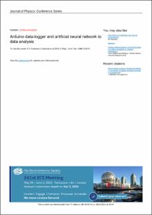 Portada Arduino data-logger and artificial neural network to data analysis