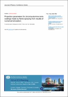Portada Projection parameters for zirconia-alumina-ceria coatings made by flame spraying from results of numerical simulation