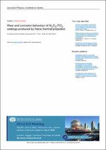 Portada Wear and corrosion behaviour of Al2O3-TiO2 coatings produced by flame thermal projection