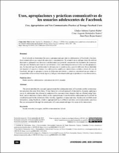 Portada Usos, apropiaciones y prácticas comunicativas de los usuarios adolescentes de Facebook