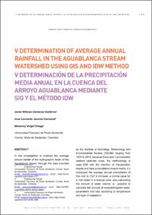 Portada V Determinación de la precipitación media anual en la cuenca del arroyo Aguablanca mediante SIG y el método IDW