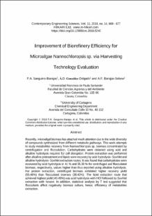 Portada Improvement of Biorefinery Efficiency for Microalgae Nannochloropsis sp. via Harvesting Technology Evaluation