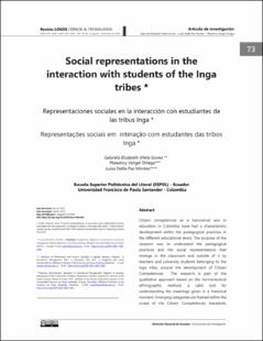 Portada Social representations in the interaction with students of the Inga tribes