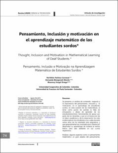 Portada Pensamiento, inclusión y motivación en el aprendizaje matemático de los estudiantes sordos