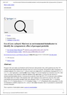 Portada Use of Lens culinaris Med test as environmental bioindicator to identify the cytogenotoxic effect of paraquat pesticide