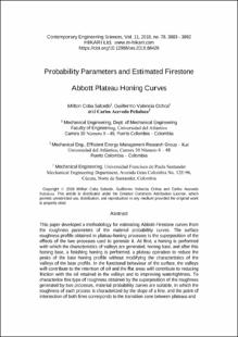Portada Probability parameters and estimated firestone abbott plateau honing curves