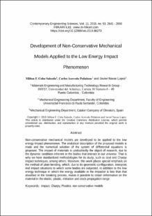 Portada Development of non-conservative mechanical models applied to the low energy impact phenomenon