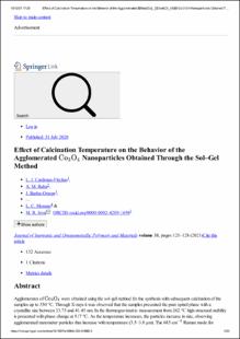 Portada Effect of Calcination Temperature on the Behavior of the Agglomerated Co3O4 Nanoparticles Obtained Through the Sol–Gel Method