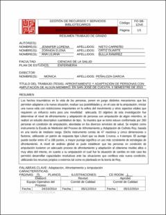 Portada Afrontamiento y adaptación de personas con amputación de algún miembro, en san José de Cúcuta, II semestre de 2015 (Archivo Electrónico)