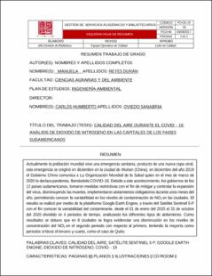 Portada Calidad del aire durante el covid – 19: análisis de dióxido de nitrógeno en las capitales de los países sudamericanos