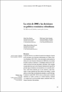 Portada La crisis de 2008 y las decisiones en política económica colombiana