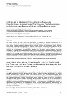 Portada Análisis de la Educación Intercultural en Grupos de Estudiantes de la Universidad Francisco de Paula Santander, en Colombia, que Fueron Víctimas del Conflicto Armado